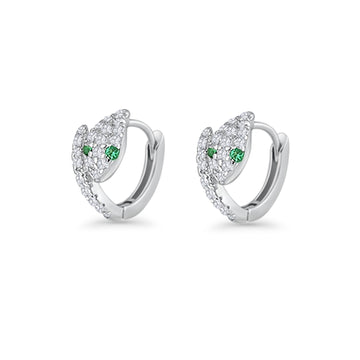 Minimalist 5.6mm Snake Huggie Hoop Earring Cubic Zirconia 925 Sterling Silver Wholesale